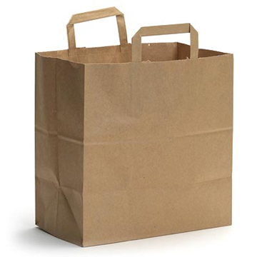 Пакет бумажный с ПЛОСКИМИ ручками, крафт, 320*180*320мм* 