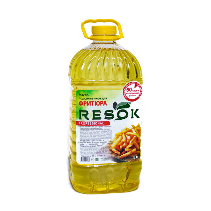 Масло растительное для жарения и фритюра подсолнечное рафинированное RESOK 5л
