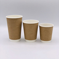 Стакан бумажный для горячих напитков 400 мл двухслойный крафт