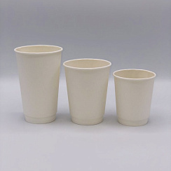 Стакан бумажный для горячих напитков 250 мл двухслойный белый