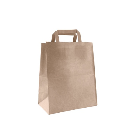 Пакет бумажный с ПЛОСКИМИ ручками, крафт, 240*140*280мм (300шт/кор)*