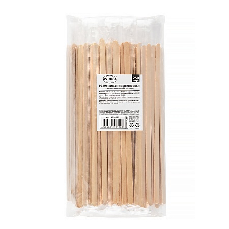 Размешиватели для напитков, деревянные, в инд ПП упак, 178х6х1,8 мм, 250 шт/уп, AVIORA штук