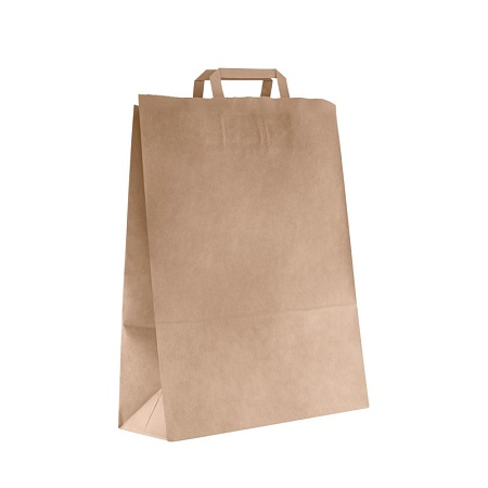Пакет бумажный с ПЛОСКИМИ ручками, крафт, 350*150*450мм (200шт/кор)*
