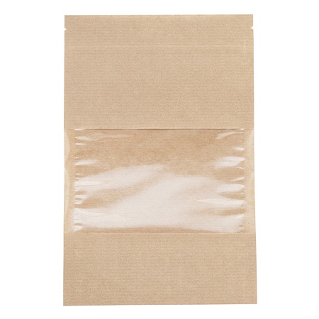 Пакет дой-пак бумажный с замком зип-лок (Бумага /СРР).140*225(40+40)мм,с окном 70мм,100шт/уп,AVIORA