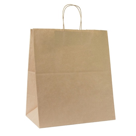 Пакет бумажный с кручеными ручками, КРАФТ, 320*200*370мм (200шт)