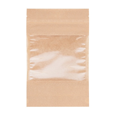 Пакет дой-пак бумажный с замком зип-лок (Бумага СРР),160*250+(40+40),с окном 90мм,AVIORA