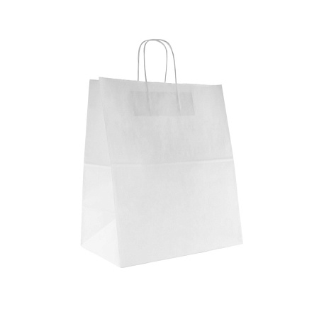 Пакет бумажный с кручеными ручками, БЕЛЫЙ, 320*200*370мм (200 шт/кор)