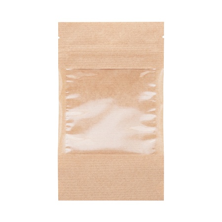 Пакет дой-пак бумажный с замком зип-лок (Бумага/СPP), 110 х 185 + (35+35) мм, с окном 90 мм, 100 шт/