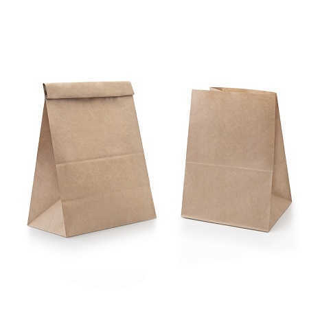 Крафт-пакет "На вынос" В, 180*120*290мм , прямоуг. дно,