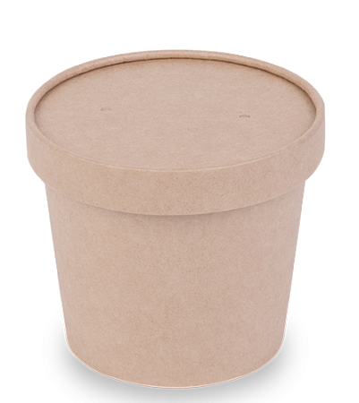 Круглый контейнер с крафт крышкой OSQ Round Bowl 400 (300 шт./кор.)