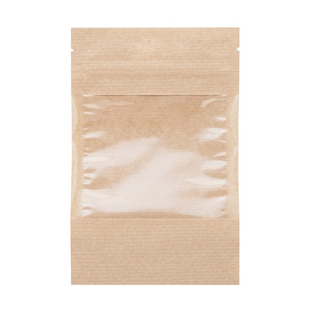 Пакет дой-пак бумажный с замком зип-лок (Бумага/СPP), 120 х 185 + (35+35) мм, с окном 90 мм, 100 шт/