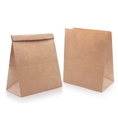 Крафт-пакет "На вынос",320*200*340мм, 70 г./кв.м, прямоуг. дно, 