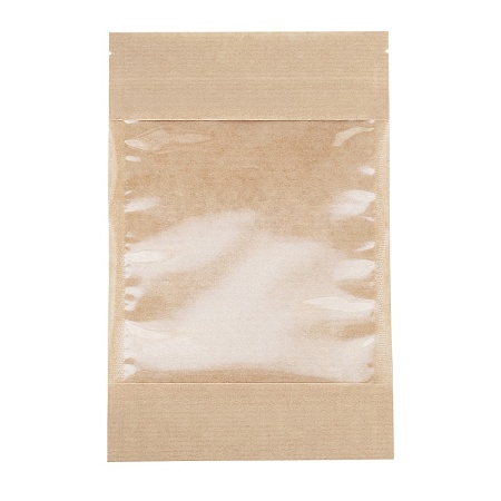 Пакет дой-пак бумажный с замком зип-лок (Бумага /ССР).140*225(40+40)мм,с окном 140мм,100шт/уп,AVIORA