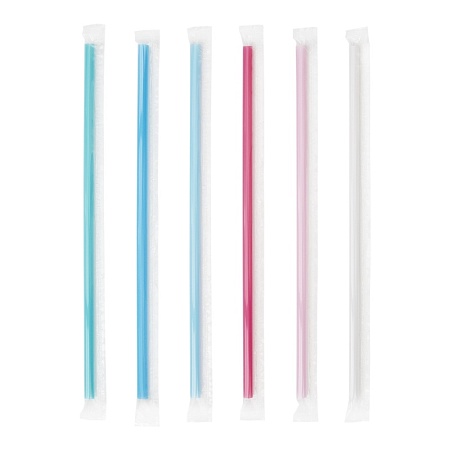 Трубочка, 8*240 мм, прямая, цветная, в индивидуальной пп-упаковке, 250 шт/уп, AVIORA