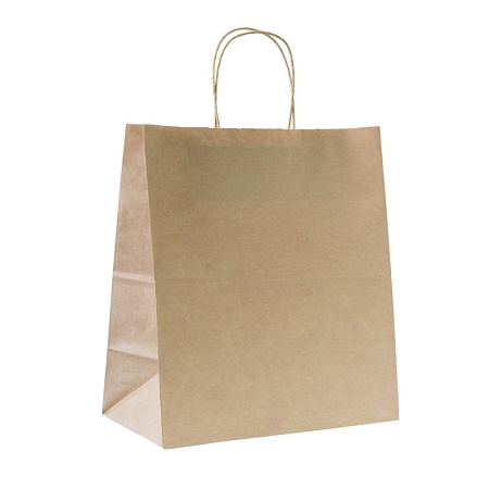 Пакет бумажный с кручеными ручками, КРАФТ, 240*140*280мм (300 шт)