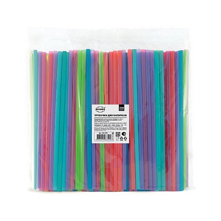 Трубочка, 8*240 мм, прямая, цветная, 250 шт/уп, AVIORA (24 упаковка)