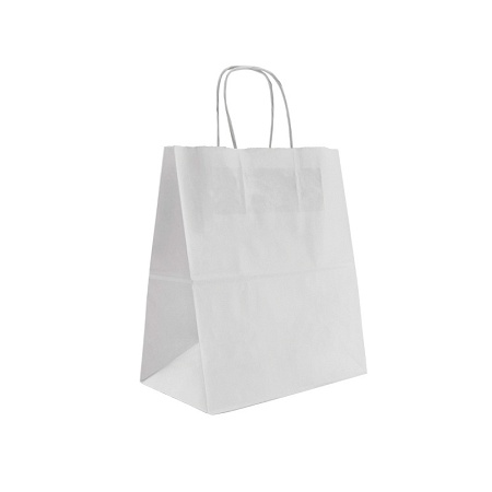 Пакет бумажный с кручеными ручками, БЕЛЫЙ, 240*140*280мм (300 шт/кор)