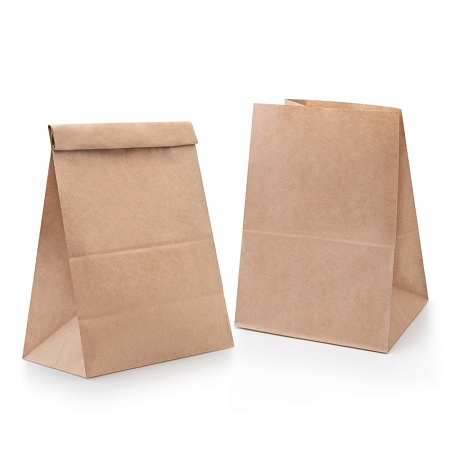 Крафт-пакет "На вынос", 260*150*340мм, 70 г./кв.м, прямоуг. дно, (450 шт/кор)