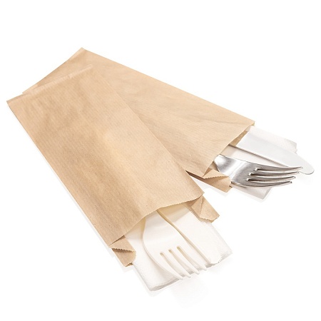 Пакет бумажный под столовые приборы, 200*80+20мм, крафт,без печати, AVIORA 100шт/уп