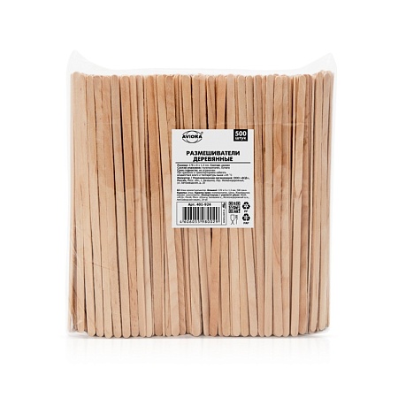 Размешиватели для напитков, деревянные, 178 х 6 х 1,3 мм, 500 шт/уп, AVIORA  (20 Упаковка)